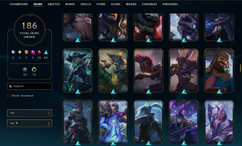 Conta Antiga de League Of Legends Todos os campeões - 186 skins