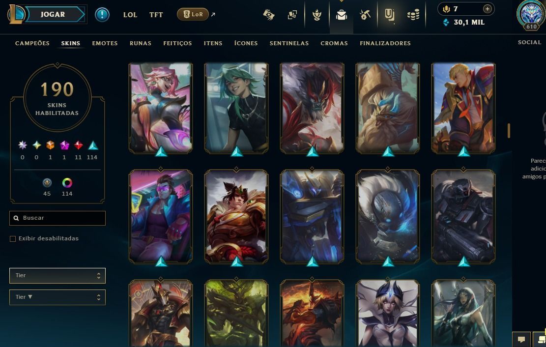 CONTA LEAGUE OF LEGENDS - 190 SKINS | NIVEL 610 | FULL ACESSO