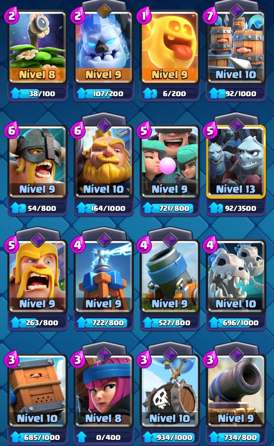 Conta do Clash Royale na Arena 20 e com de Troféus 7583