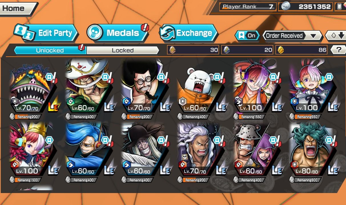 Conta de One Piece Bountry Rush