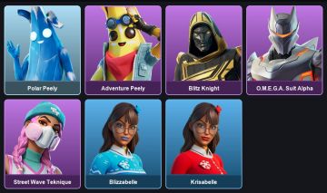 Conta 7 Skins - O.M.E.G.A. SUIT ALPHA - BLITZ KNIGHT - POLAR PEELY