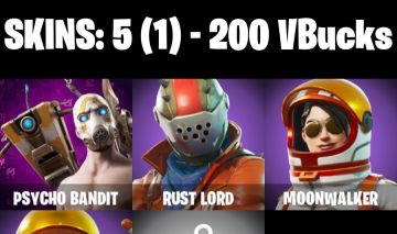 Conta Fortnite com Psycho Bandit | Rust Lord | Moonwalker | Mission e 5 Skins