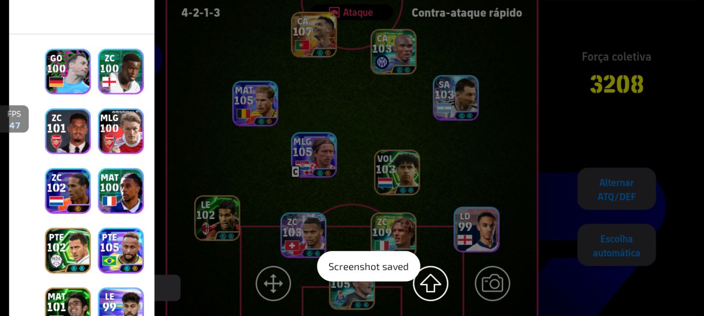 CONTA EFOOTB 3209 - CR7 107, NEY 105, MODRIC 105, MALDINI 109, MOURINHO