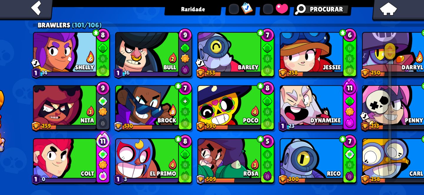 CONTA BRAWL STARS 53K TROFÉUS | 101 BRAWLERS | 143 SKINS | 4 LENDÁRIAS