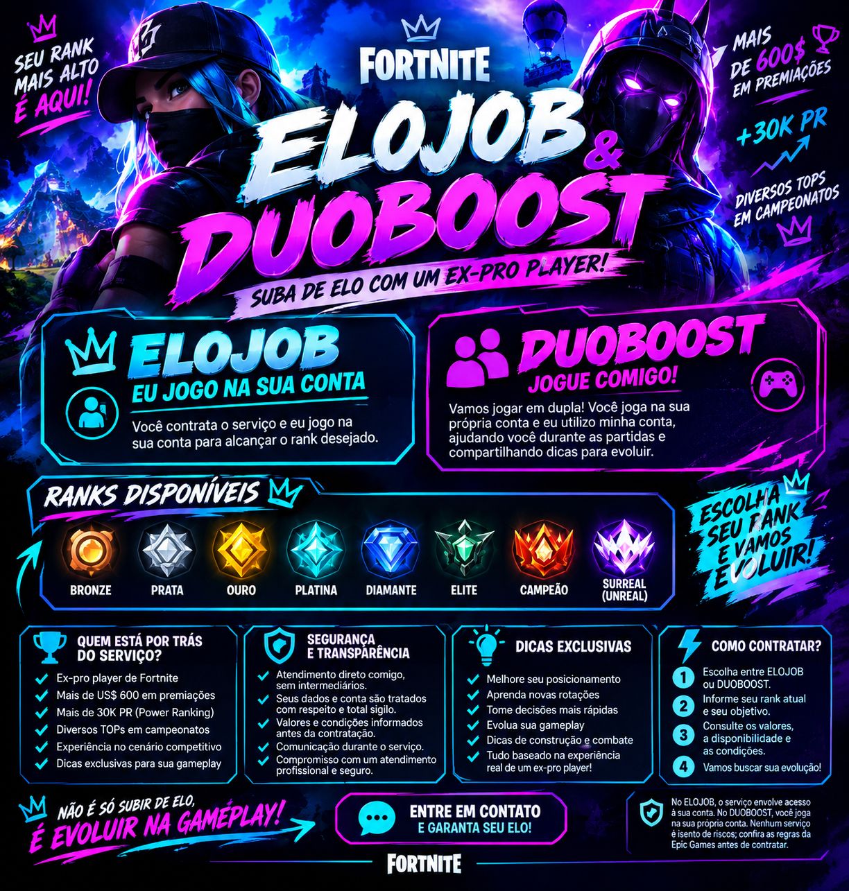 FORTNITE ELOJOB - DUO/TRIOBOOST | CAMPEONATO COM VOCE | DICAS | EX PRO-PLAYER
