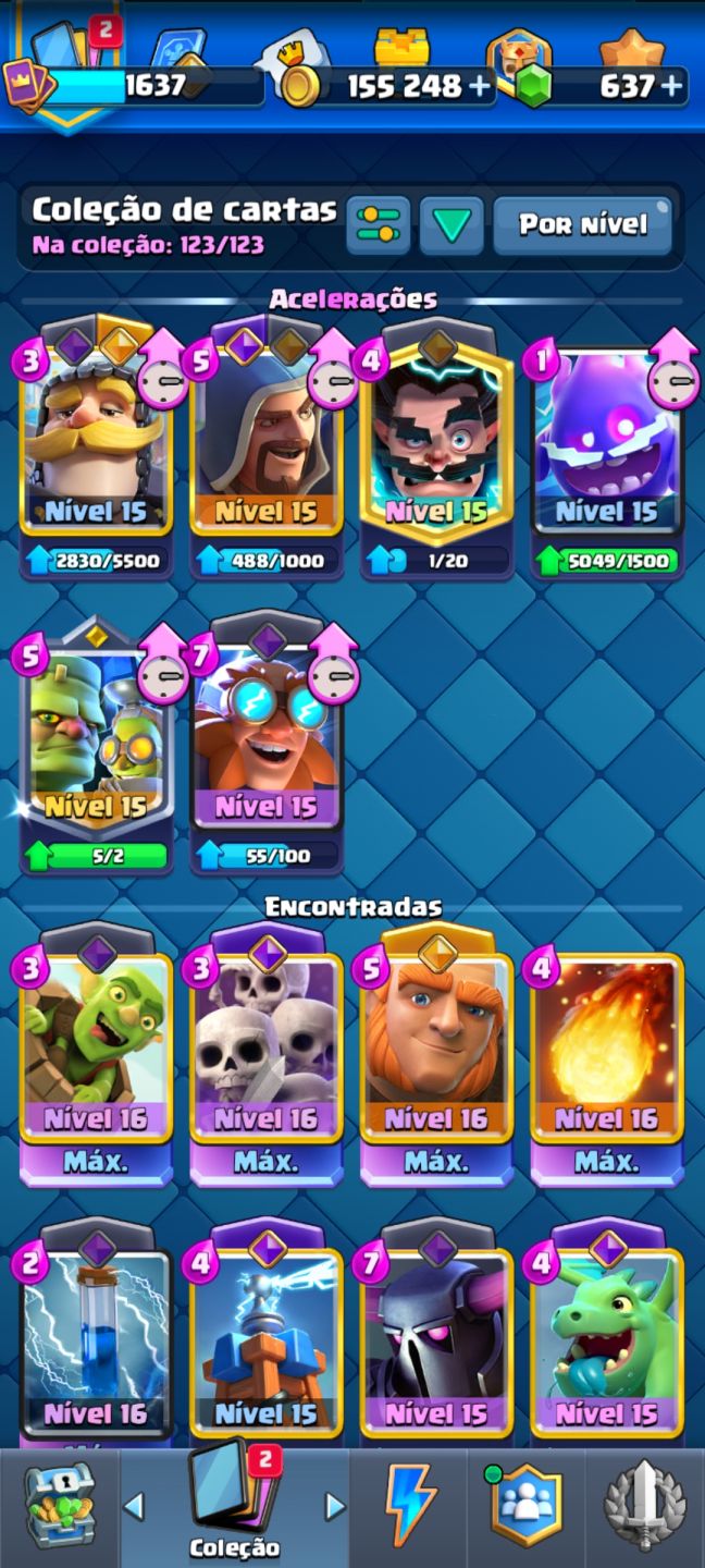 CONTA CLASH ROYALE OG 9 ANOS | 10K TROFÉUS | NÍVEL 15/16 | 637 GEMAS | 4 HERÓIS