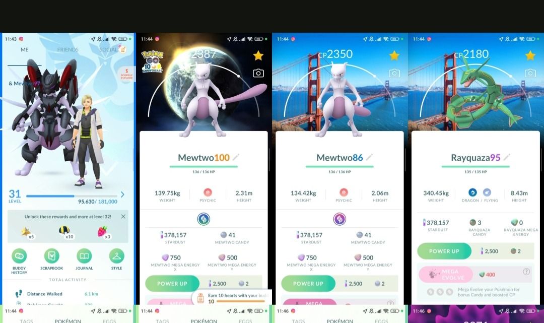 Pokémon Go LVL 31 | Mewtwo Armored | Mewtwo 100% BG | 39 Lendários | H002