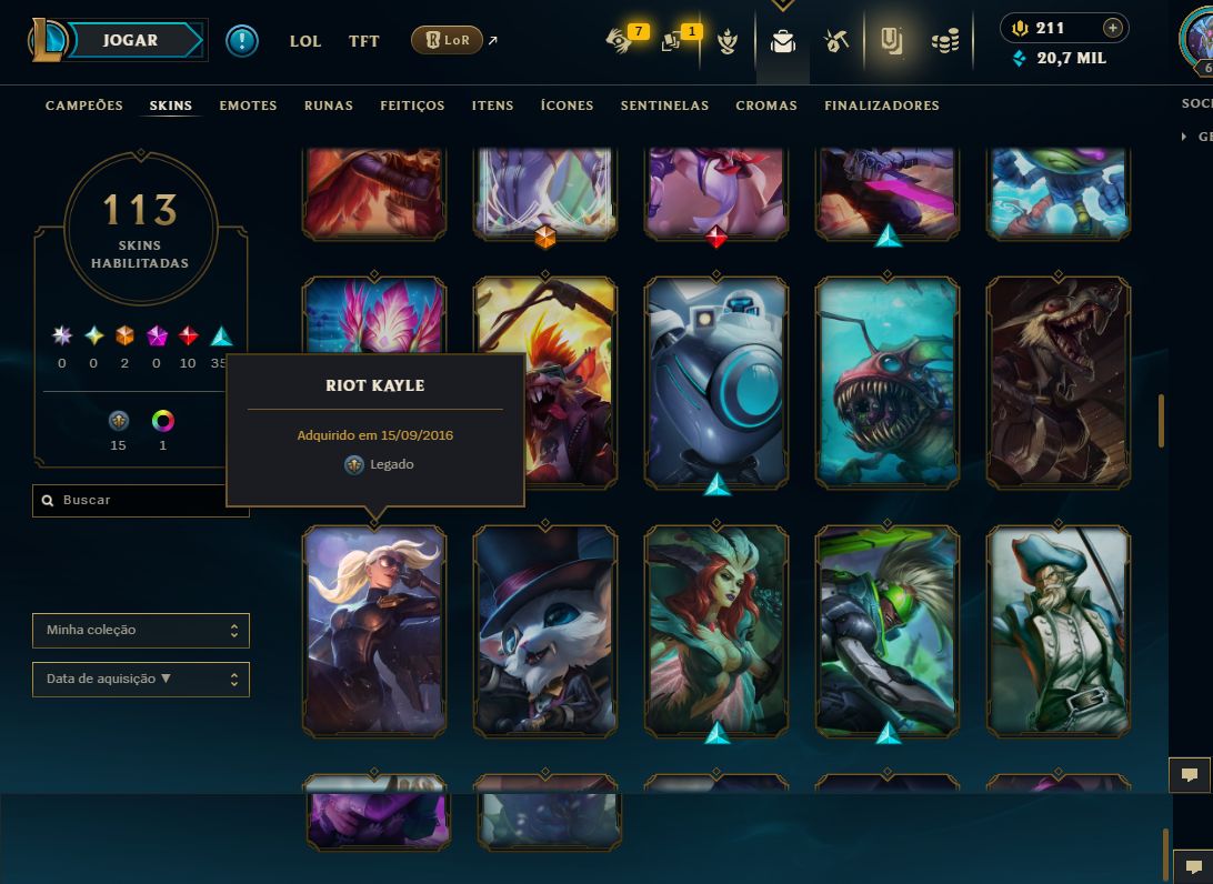 CONTA DE LEAGUE OF LEGENDS RAMMUS REI/RIOT KAYLE E + BAROM NATALINO PORO COSPLAY