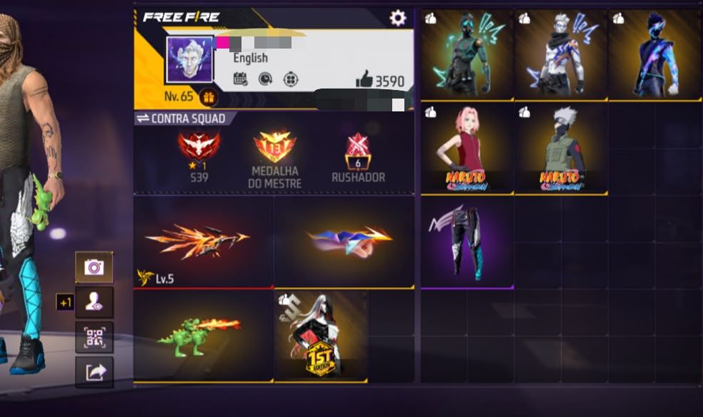CONTA FF LVL 65 COM ANGELICAL AZUL + ARMAS ATRIBUTADAS