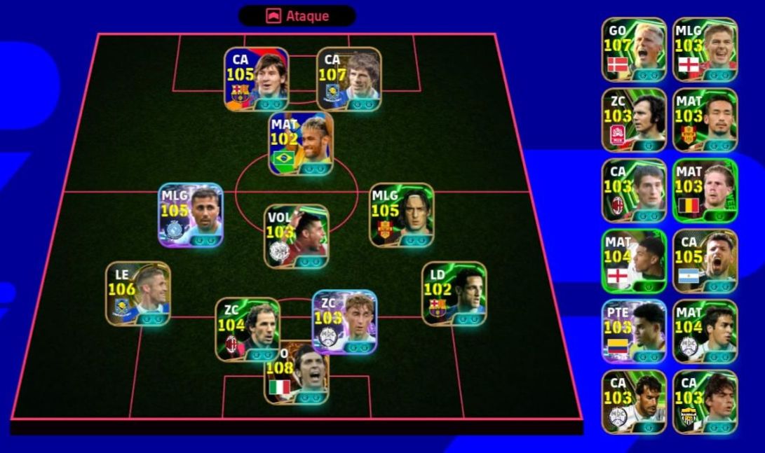 CONTA RARA EFOOTBALL - ZOLA 107 BLITZ / MESSI PRIME 105 / BUFFON PRIME 108