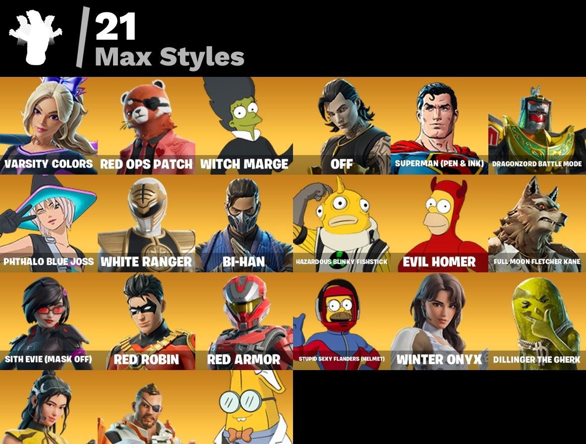 CONTA FORTNITE 35 SKINS/ OUTLAW MIDAS /HOMER SIMPSON /POWER RANGER/ ZIGGY / BIG