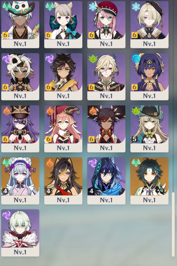 Conta Genshin NA AR60 Whale com vários personagens 5 e 4 estrelas C6 R5!