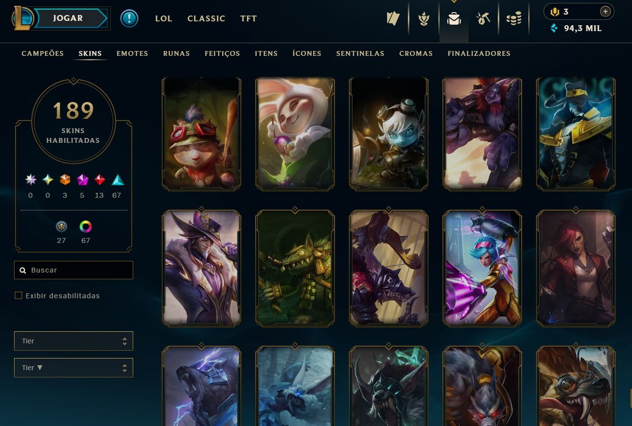 CONTA DE 2016 - 189 SKINS - LVL 306 - TODOS CAMPEÕES - 94K DE EA - 55 CROMAS
