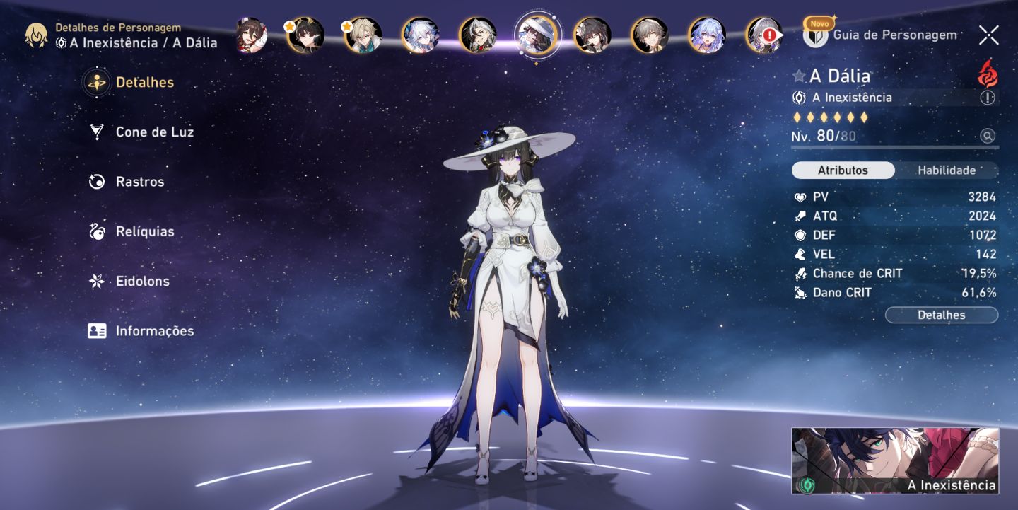 Conta Honkai Star Rail end game com Ashveil E6 Mortenax E2 e SW999 E1