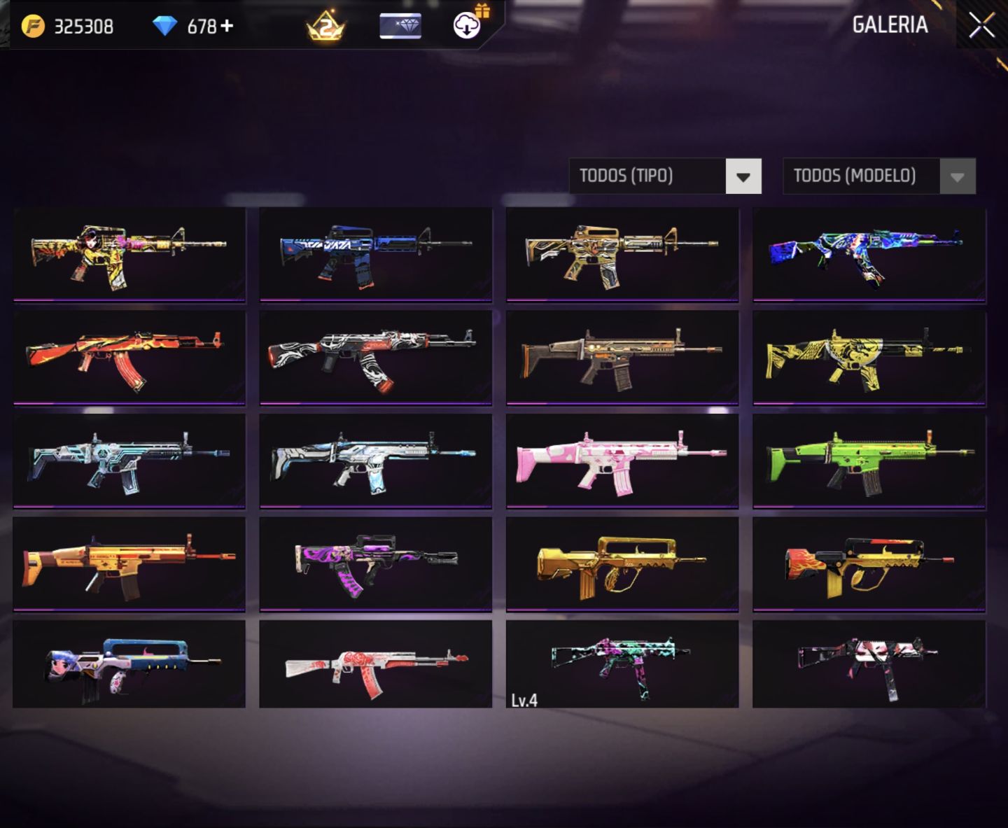 Conta de free fire com muitas skins boas barba do velho Angelical e muito mais