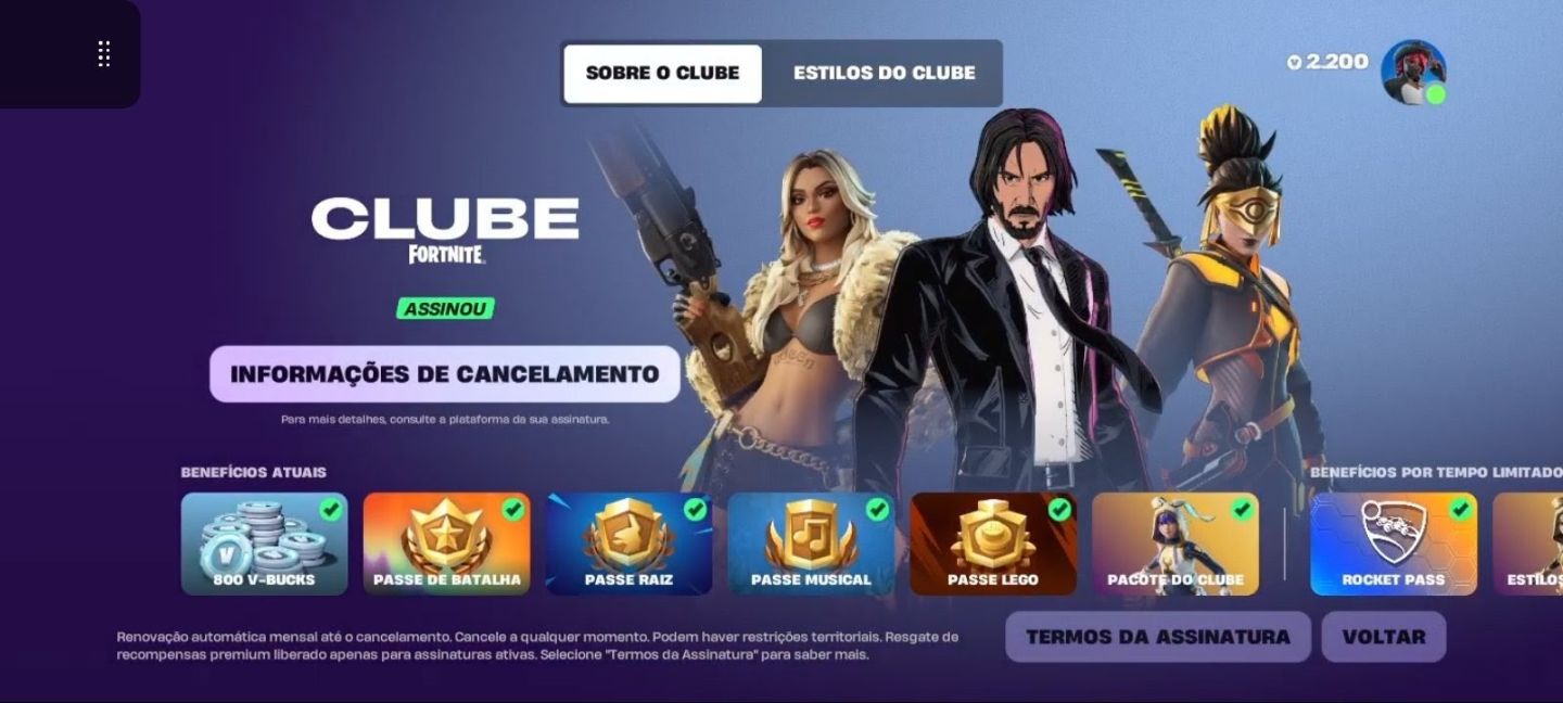 Conta de fortnite com clubes