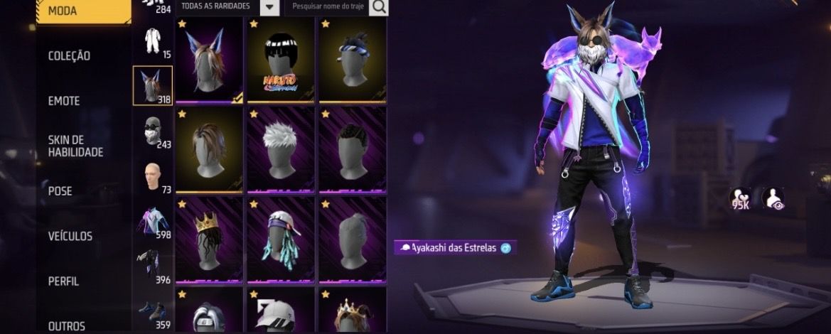 Conta de Free Fire Gemada Masculina e Feminina Veterana 598 Peitas Prime 6