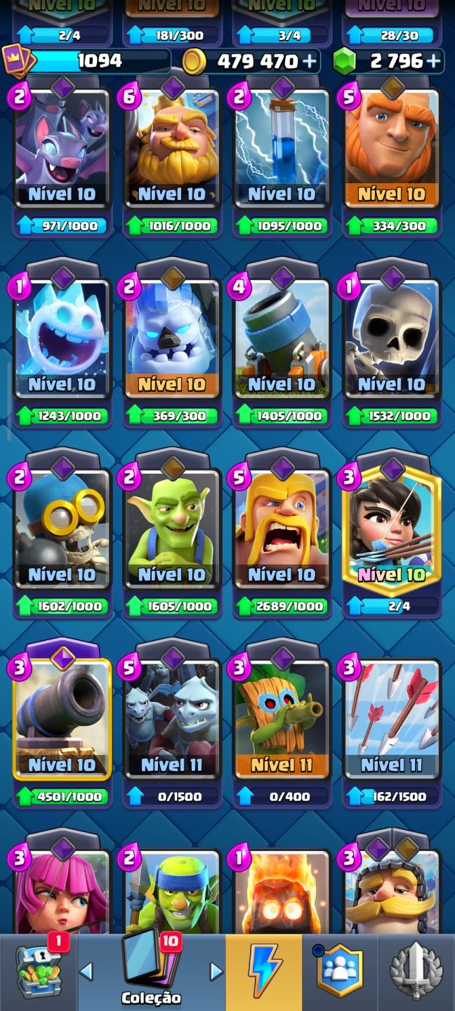 CLASH ROYALE | 6153 TROFÉUS | 114 CARTAS | 2796 GEMAS | 479K OURO | 3 EVOLUÇÃO