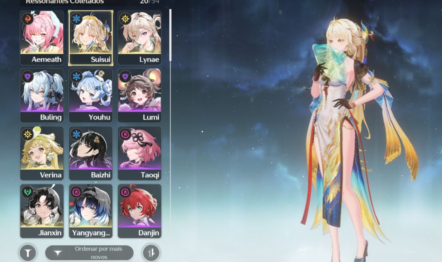 Conta Wuthering waves com Yangyang: Xuanling, Suisui, Aemeath, Lynae, Encore...