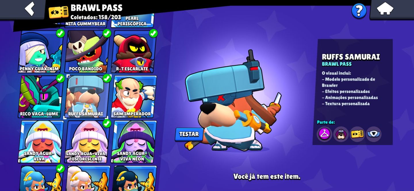 CONTA BRAWL STARS COMPLETA | 300 SKINS | TODOS OS BRAWLERS 76K TROFEUS