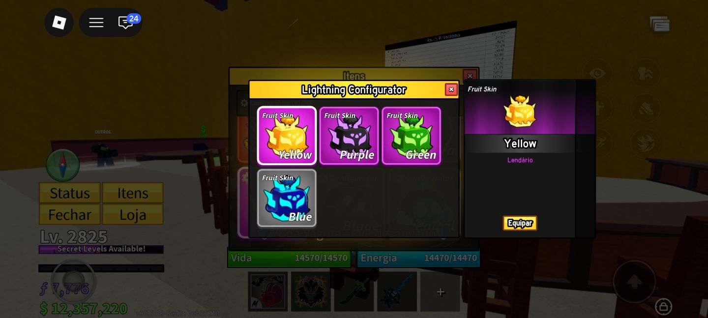 Conta com todas as Gamepass e 10 fruitas perm | Dragon, kitsune, portal etc...