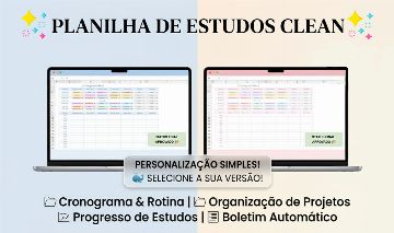 Planilha de estudos para alunos em qualquer nível da escola!