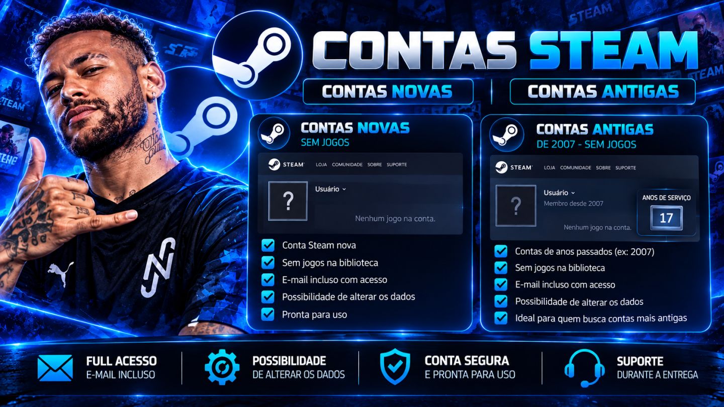 CONTA STEAM NOVA E ANTIGA 2007 | FULL ACESSO | QUEIMA DE ESTOQUE | MENOR PREÇO