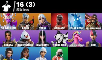 CONTA FORTNITE 16 SKINS - REAPER - CUBE QUEEN - RONIN - CARNAGE