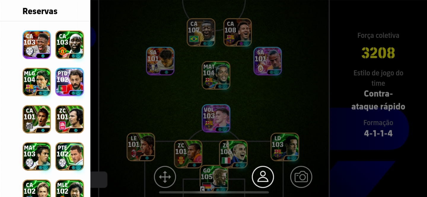 Conta efootbal mobile força do time 3.212