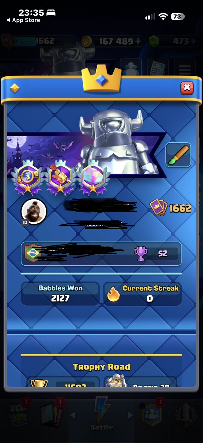 CONTA CLASH ROYALE NÍVEL 15 11500 TROFÉUS