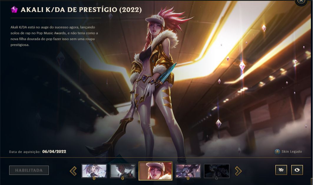 Conta LoL 117 Skins - Akali KDA Prestígio 2018 + Versão Exclusiva 2022