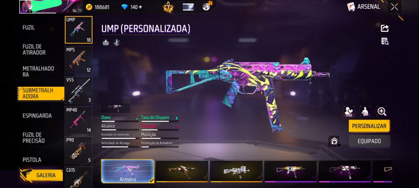 CONTA FULLROXA COM MANDELA + NOVA UMP 2 VELO E 1 DE DANO