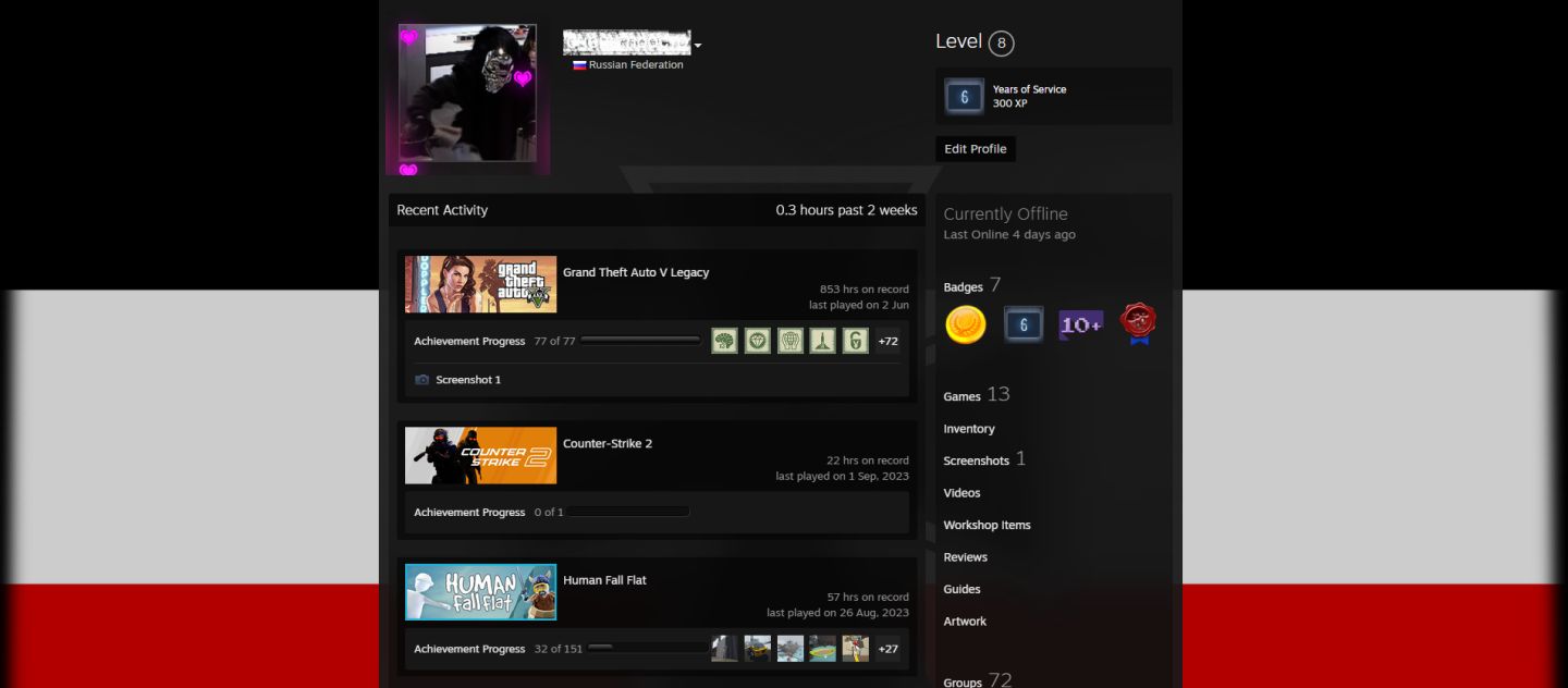 Conta Steam com GTA V UPADO | 853 Horas | 100% Conquistas | 13 Jogos