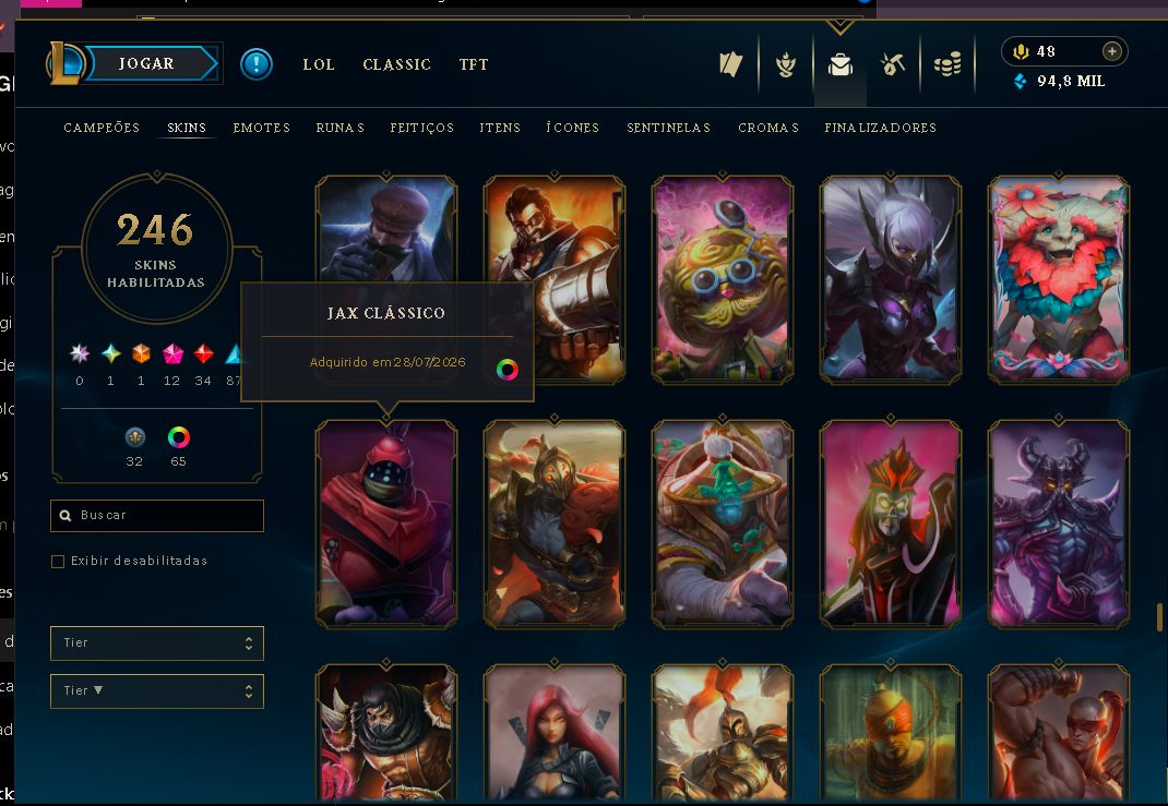 VENDENDO MINHA CONTA DO LEAGUE OF LEGENDS 185 SKINS COM SKIN DO VIEGO EXALTADA