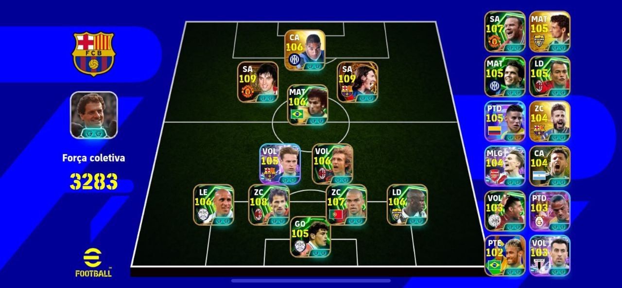 CONTA 3283+!! MESSI 110 + ZICO BLITZ + THURAM 107 + THE BEST + JAMES BLITZ E+++!