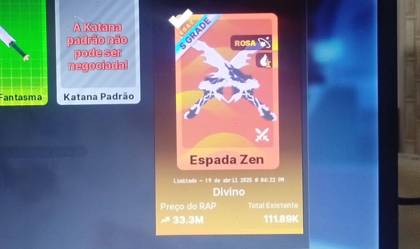 Bola da morte (Death ball) ESPADA ZEN (S GRADE DUPLA), RAP DE 33.3M