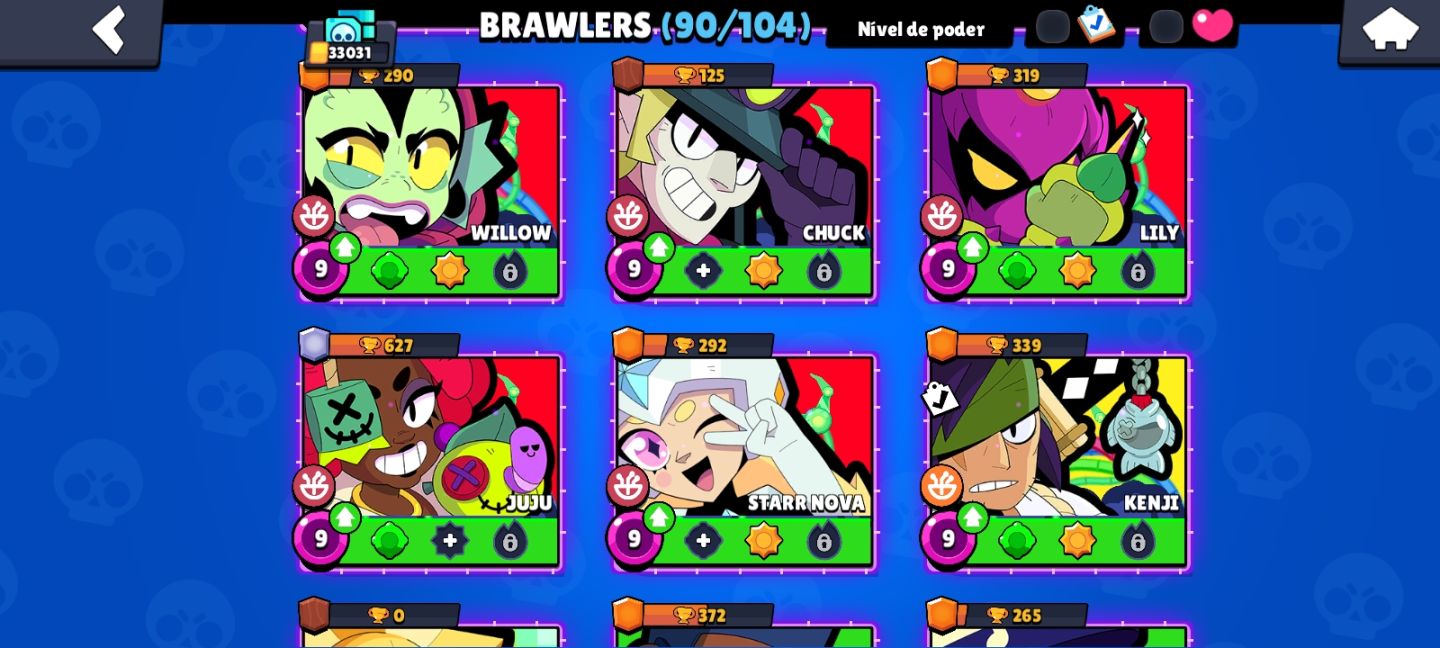 CONTA BRAWL STARS 90 BRAWLERS