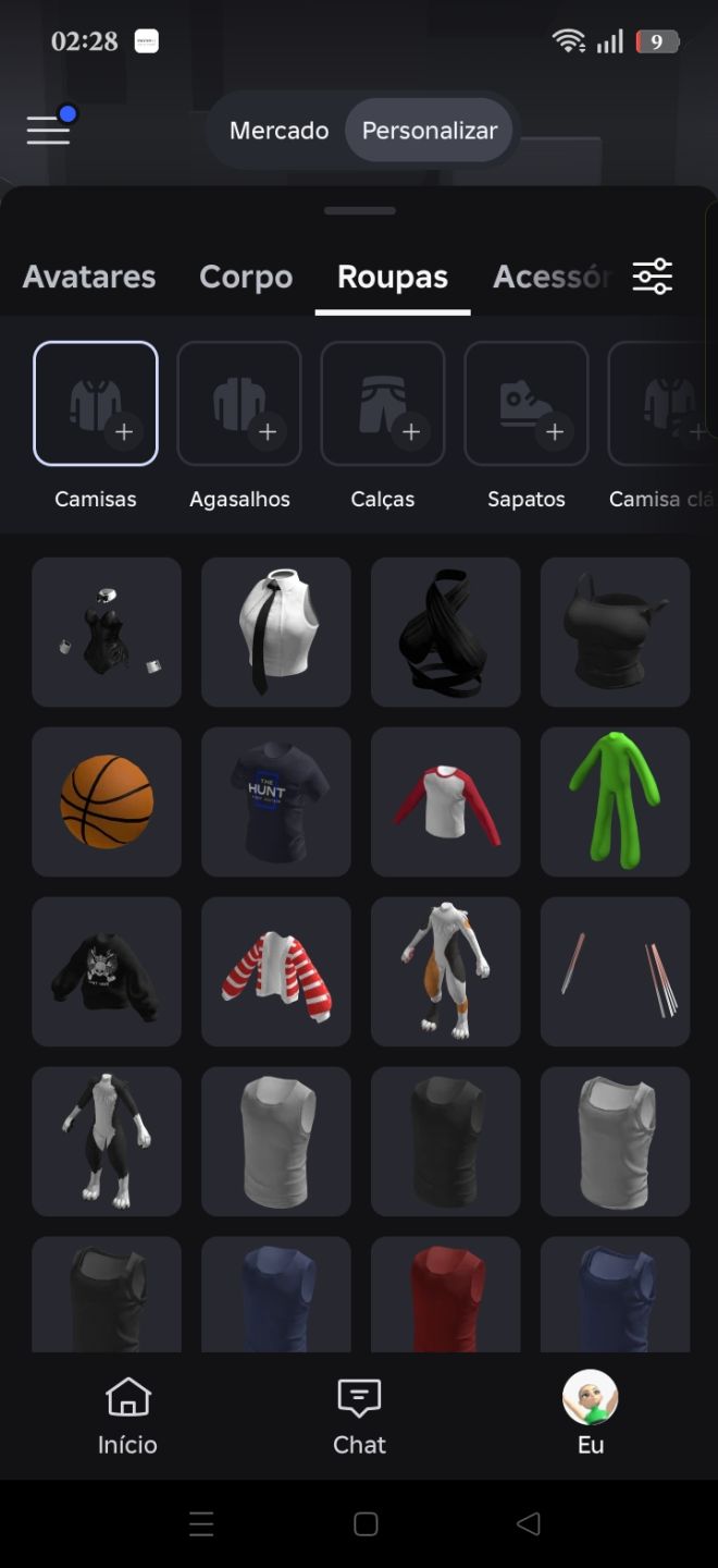 Conta de roblox boa, com bastante item e quase 500 robux