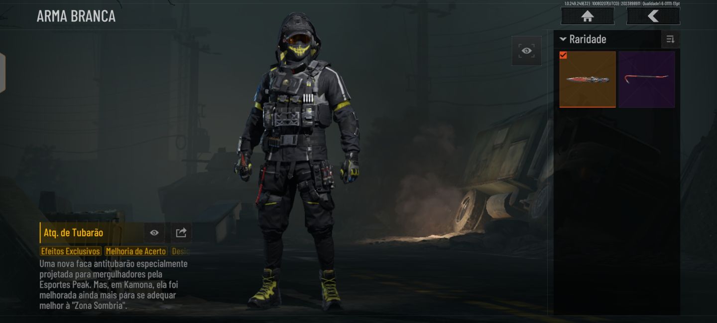 Conta arena brekaut mobile. Com skin de faca e personagem paga e armazém alto