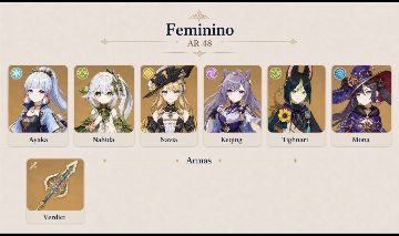 CONTA GENSHIN IMPACT COM 6 PERSONAGENS T5 & ARMA