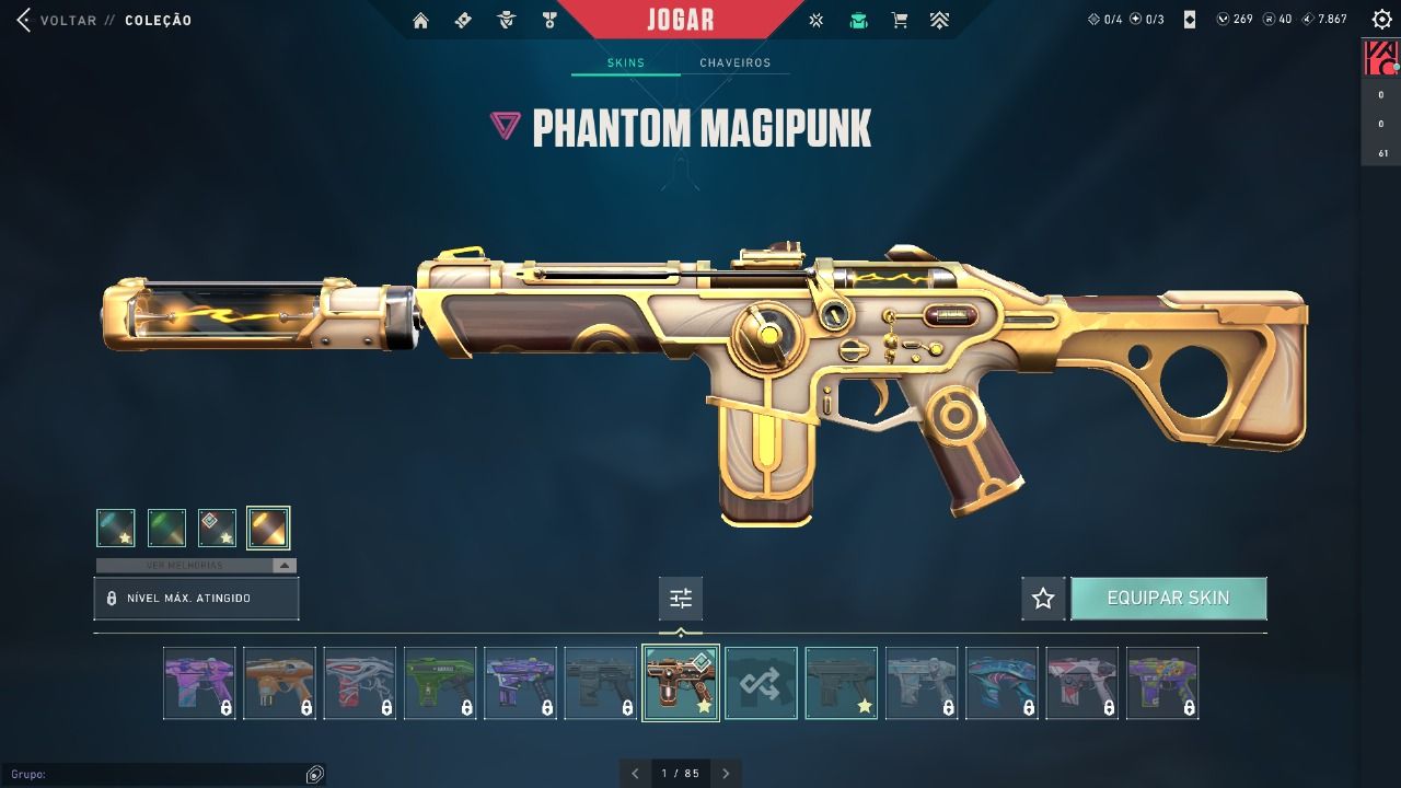 10 SKINS, OURO 2 , TODOS OS PERSONAGENS.