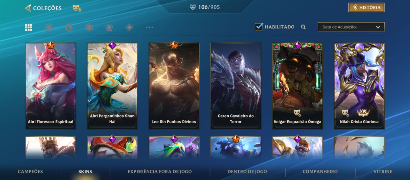 Conta WR 106 Skins + 6 Gloriosas Season 1 - Todas Lendárias + Jinx Guardiã Estel