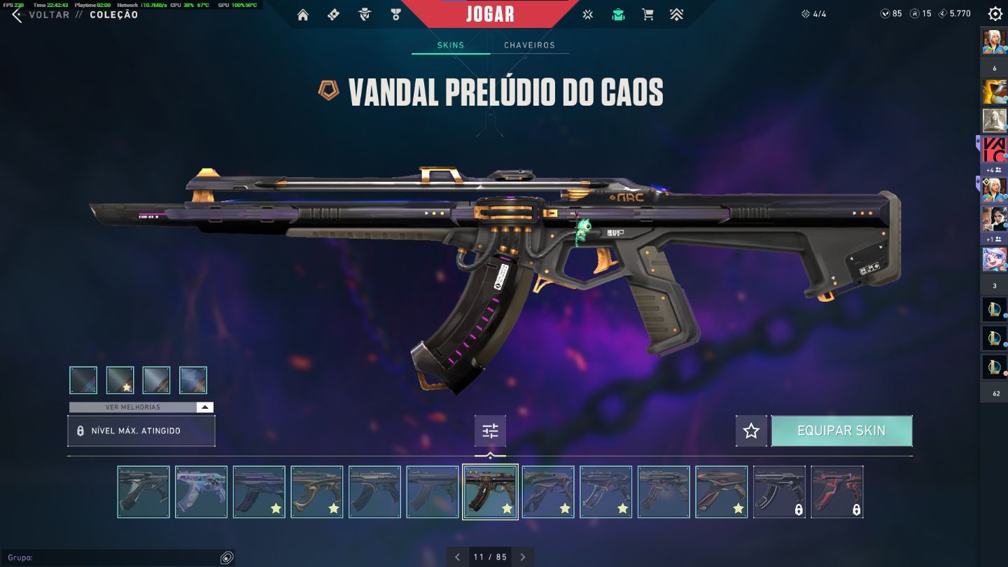 CONTA VALORANT NIVEL 441 - ELO: PLAT 3
