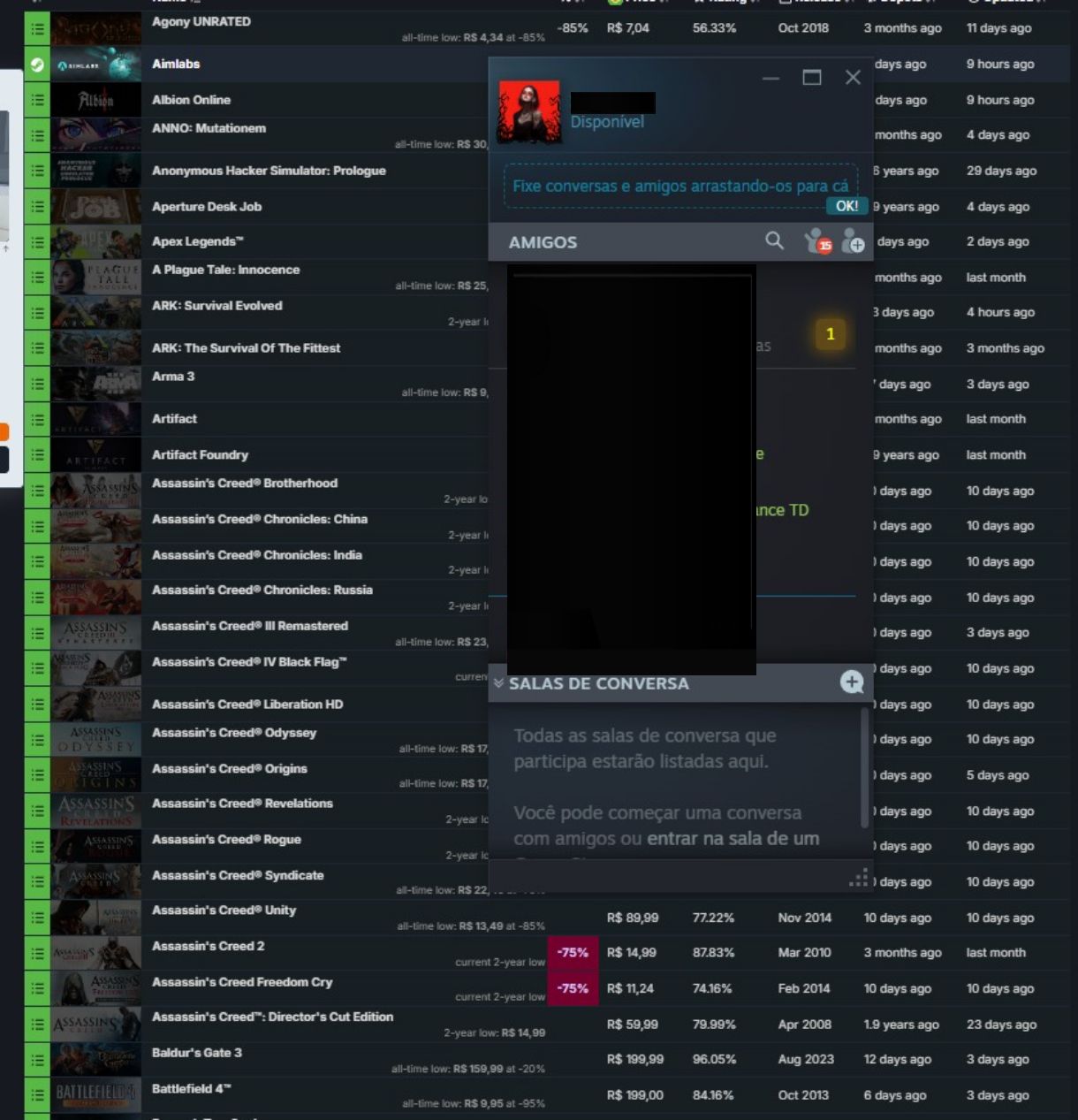 CONTA STEAM - Vários jogos + DLCs + CS Prime!