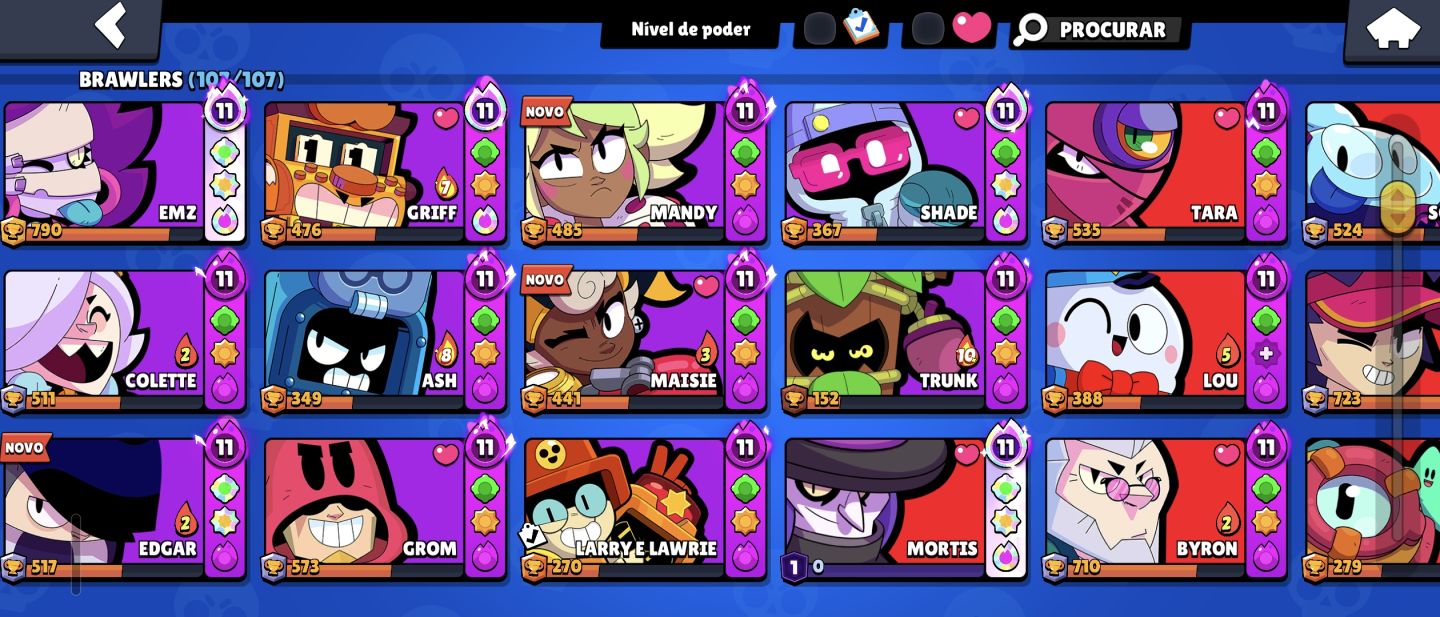 Brawl stars conta antiga todos os brawlers quase full