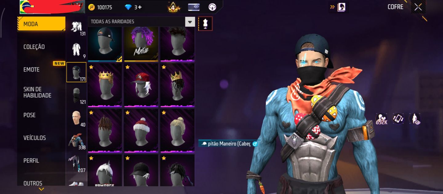 CONTA DE FREE FIRE COM 2 ANGÉLICAL AZUL E VERMELHA