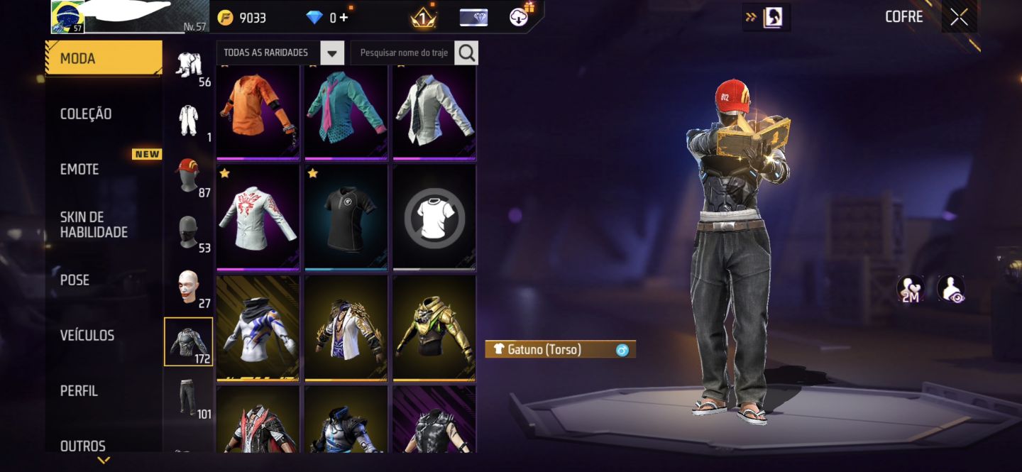 Conta Free Fire Antiga Nível 57 Para Pessoas Exigentes Cheia de Roupas e itens