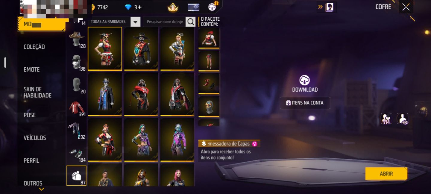 Conta de Free Fire antiga e gemada