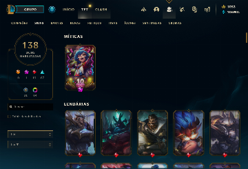 Conta De Lol Level 316 - Mmr Gold/Plat - 174 Skins - League Of Legends