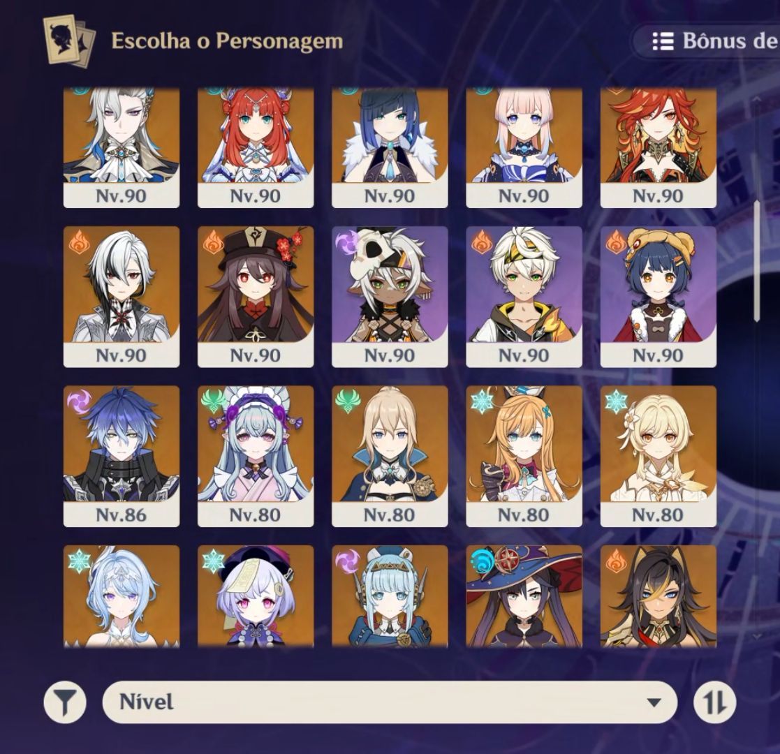CONTA Genshin ENDGAME AR60 Com mais de 20 personagem
